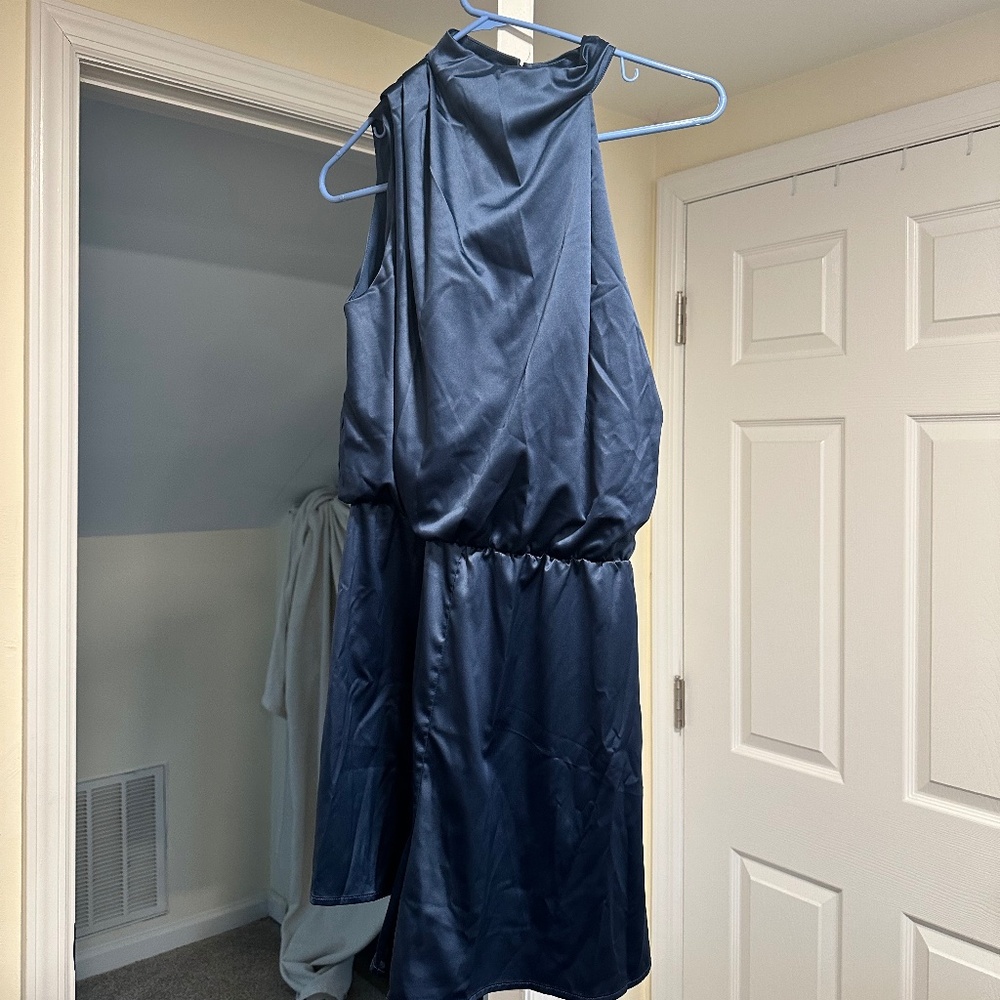 Cherley Navy Blue Satin Romper